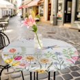 thumbnail image 4 of Wildflowers Fitted Tablecloth with Elastic Edged, Round Table Cloth for Dining Table, Spring Farmhouse Tulip Floral Leaf Wooden Grain Waterproof Oil Proof Table Cover for Indoor Outdoor 55"-60", 4 of 8