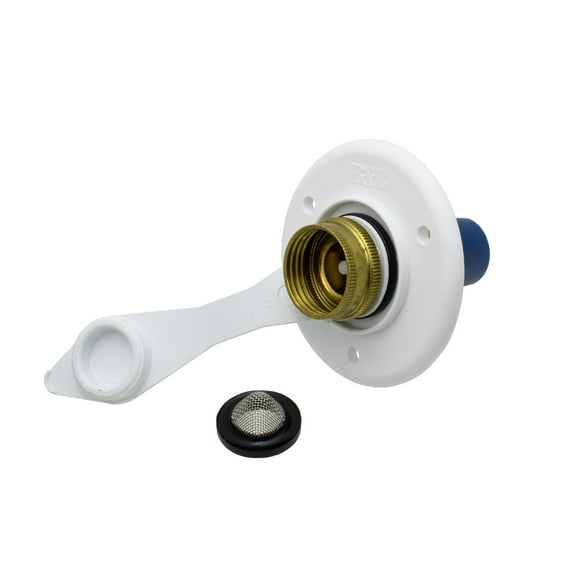 B&B Molders City Water Fill Inlet with Brass Valve, White