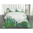 thumbnail image 3 of Ambesonne Cactus Quilted Bedspread Set 3 Pcs, Arizona Doodle Desert, King Size, Green Pale Green Seafoam, 3 of 5