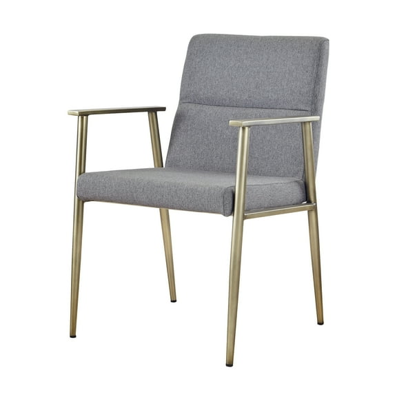 Limari Home Sabri 18.3" Fabric/Metal Dining Chair in Gray/Antique Brass