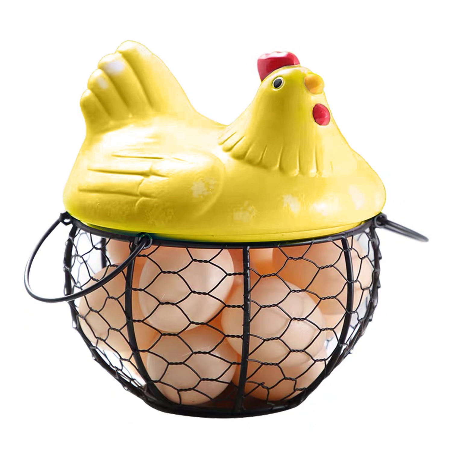Chicken Egg Basket, Egg Storage Holder Organizer, Black Metal Wire Mesh