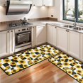 thumbnail image 3 of Sunflower and Checkerboard White Anti Fatigue Kitchen Rugs Set Of 2, Non Slip Washable Decorative Floor Mats for Sink Laundry and Home Use, 17"x47", 3 of 5