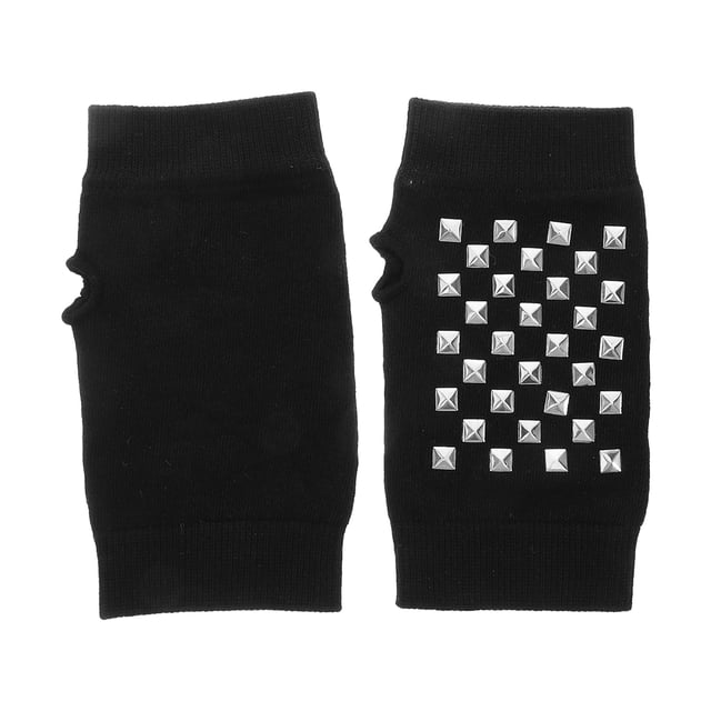 1 par de guantes de punto sin dedos para mujer, cómodos y cálidos, guantes de medio dedo con remache, ideales para estudiantes, escribir a máquina y primavera