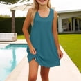 thumbnail image 3 of XADYUY Girls Dresses Size 10-12 Casual A-Line Solid Color Sleeveless Tank Dresses Cute Pleated Crew Neck Swing Sundresses with Pockets for 4-14t Kids,Green 10-12 Years, 3 of 7