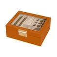 thumbnail image 3 of Caja de almacenamiento para joyas grande, organizador de joyas con tapa transparente, multifuncional. Marrón naranja, 3 of 9