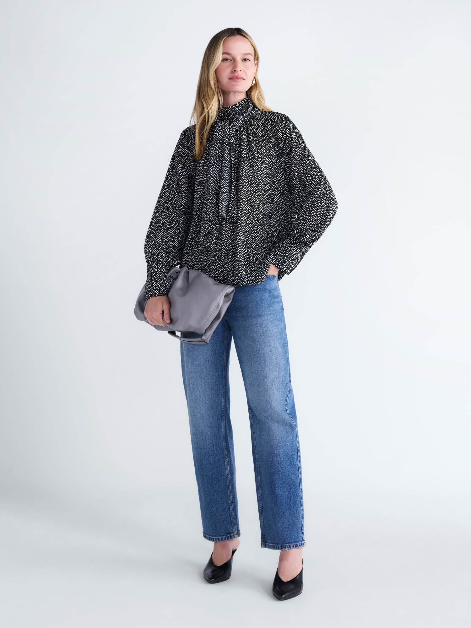 Scoop Women's and Women's Plus Tie Back Blouse, Sizes XS-4X