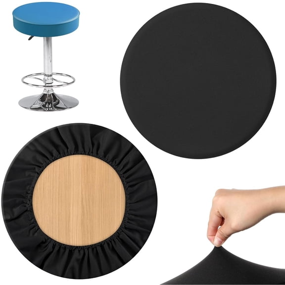 2 Pcs Bar Stool Covers,Topboutique Rolling Wheels Stool Covers,Waterproof Round Chair Cover,Non-Slip Stool Seat Covers,Elastic Bar Stool Cushion Covers for Dia 10-14 inches Round Chair,Black