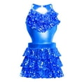 thumbnail image 3 of Miutii Kids Girls Shiny Sequins Salsa Samba Rumba Dance Costumes Sleeveless Cutout Metallic Latin Jazz Dancewear Blue 10, 3 of 5