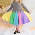 thumbnail image 5 of URMAGIC Kids Toddler Baby Girls Rainbow Dress Long Sleeve Sundress 4-5 Years, 5 of 9