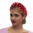 thumbnail image 2 of Bandeau Noué Rouge Perle Ongle Bandeau Rétro Nœud Moyen Bandeau en Velours Accessoire pour Cheveux, 2 of 5