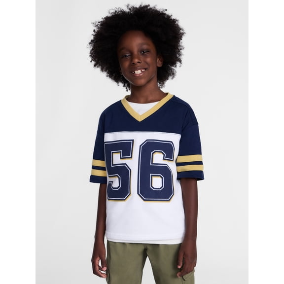 Wonder Nation Boys' Graphic Oversized Jersey Tee with Short Sleeves, Sizes 4-18 & Husky