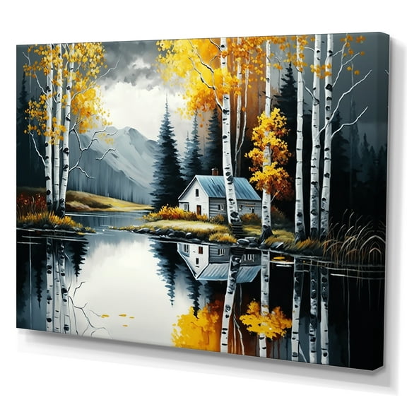 Designart Cabin By The Lake In Summer I Canvas Wall Art