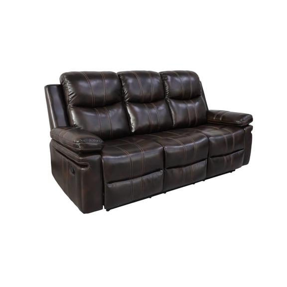 New Classic Furniture Kellen Faux Leather Power Sofa with Dropdown Tray in Brown
