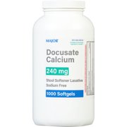 Major Docusate Calcium 240mg Stool Softener Laxative Sodium Free - 1000 Softgels