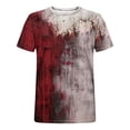 thumbnail image 2 of Camisas de Manga Larga para Hombres Imprimir Blusa de Manga Corta de Cuello Redondo, Camisas de Lino para Hombres, 2 of 3