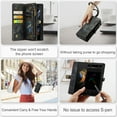 thumbnail image 5 of For Samsung Galaxy Z Fold 4 5G Wallet Case,Multi-Functional Retro Leather Purse Flip Cover Zipper Wallet Case with Removable Card Slots Pocket & Detachable Wrist Strap Magnetic Phone Case, Black, 5 of 7