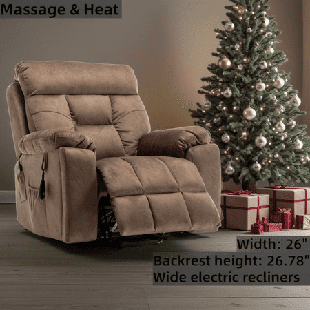 Power Lift Recliner Chair 26 Extra Wide Electric Massage Recliner with Heat for Elderly Large Comfortable Lift Chair for Living Room Christmas Gift for Parents Husband Friends Brown