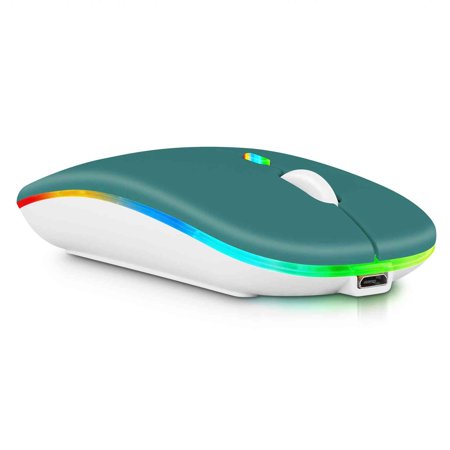 2.4GHz & Bluetooth Mouse, Rechargeable Wireless LED Mouse for DYYAN Smart TV 32/42/50/55/60-Inch TV ALso Compatible with TV / Laptop / PC / Mac / iPad pro / Computer / Tablet / Android - Deep Green