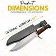 thumbnail image 3 of Full Tang Bowie Fixed Blade Hunting Knife 15 inch - Buck Knife with Leather Sheath for Men - Firm Grip Handle, Brass Guard with Carbon Steel Clip-Point Blade Knifes for Camping, Outdoor$$Other, 3 of 7