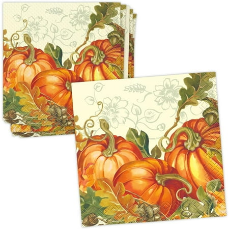Traditional Thanksgiving 16 Ct Beverage Napkins Pumpkins
