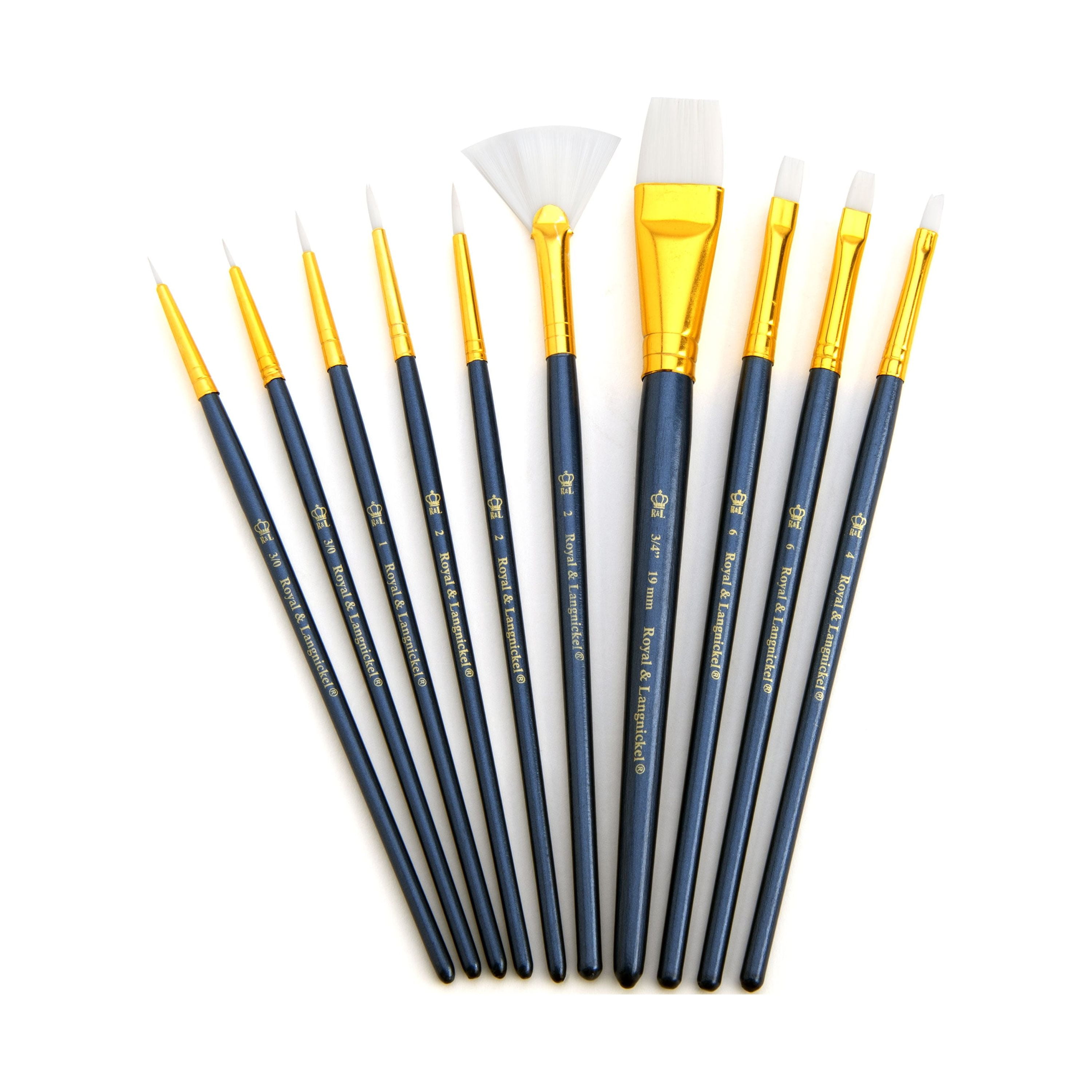 - Set Blue Brush Artist Close Royal Langnickel 10pc & Taklon Paint N\' Zip White