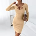 thumbnail image 2 of biudgviw Bodycon Dresses for Women Fashion Cutout Long Sleeve Slim Ribbed Dress Fall Comfy Party Clubwear Pencil Mini Dress, 2 of 6