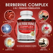 Toplux Berberine with Ceylon Cinnamon and Bitter Melon 2250mg - Metabolic Support Supplement for Overall Wellness for Men & Women 90 Capsules