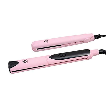 Pursonic Professional Salon Quality Flat Iron Hair Straightener With A Free Travel Straightener! Includes Digital LCD Display, Dual Voltage, Instant Heating, Cearmic Coated