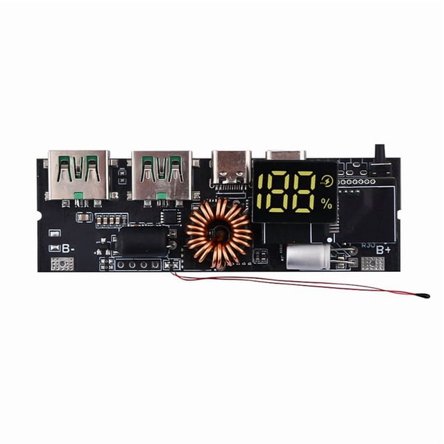 Banco de Energía Móvil con Carga Rápida USB PD Dual LED, 5A, Tipo C, USB, Módulo de Carga 18650, Protección de Temperatura, 3S, 65 W
