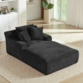 thumbnail image 4 of Aukfa 79" Oversized Chaise Lounge Indoor, Corduroy Sleeper Sofa Bed, Upholstered Couch, No Assembly Required for Living Room, Bedroom, Black, 4 of 7