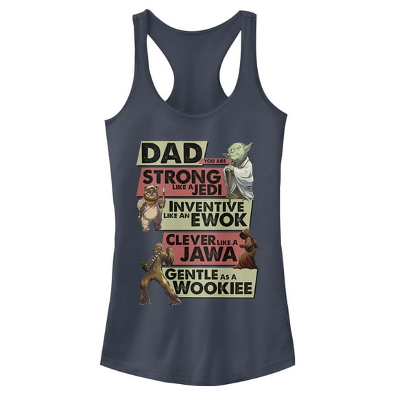 Junior's Star Wars Dad You are Strong Inventive Clever Gentle  Racerback Tank Top Indigo Small