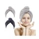 thumbnail image 1 of wonima11 2 Pack Hair Drying Towels, Anti-frizz Hair Towel Wrap, Absorbent Microfiber Hair Towel Turban with Button Design for Straight Curly Hair (Dark Gray&Light Gray), 1 of 1
