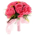 thumbnail image 5 of Hemoton Wedding Bridal Bouquets Artificial Rose Flower Bouquet Bridesmaid Flowers With Silk Ribbon Bowknot For Wedding Valentines Day Decoration Pink, 5 of 8