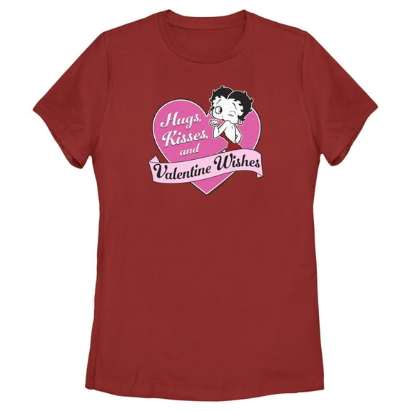 Women's Betty Boop Valentine Wishes  Graphic Tee Red X Large