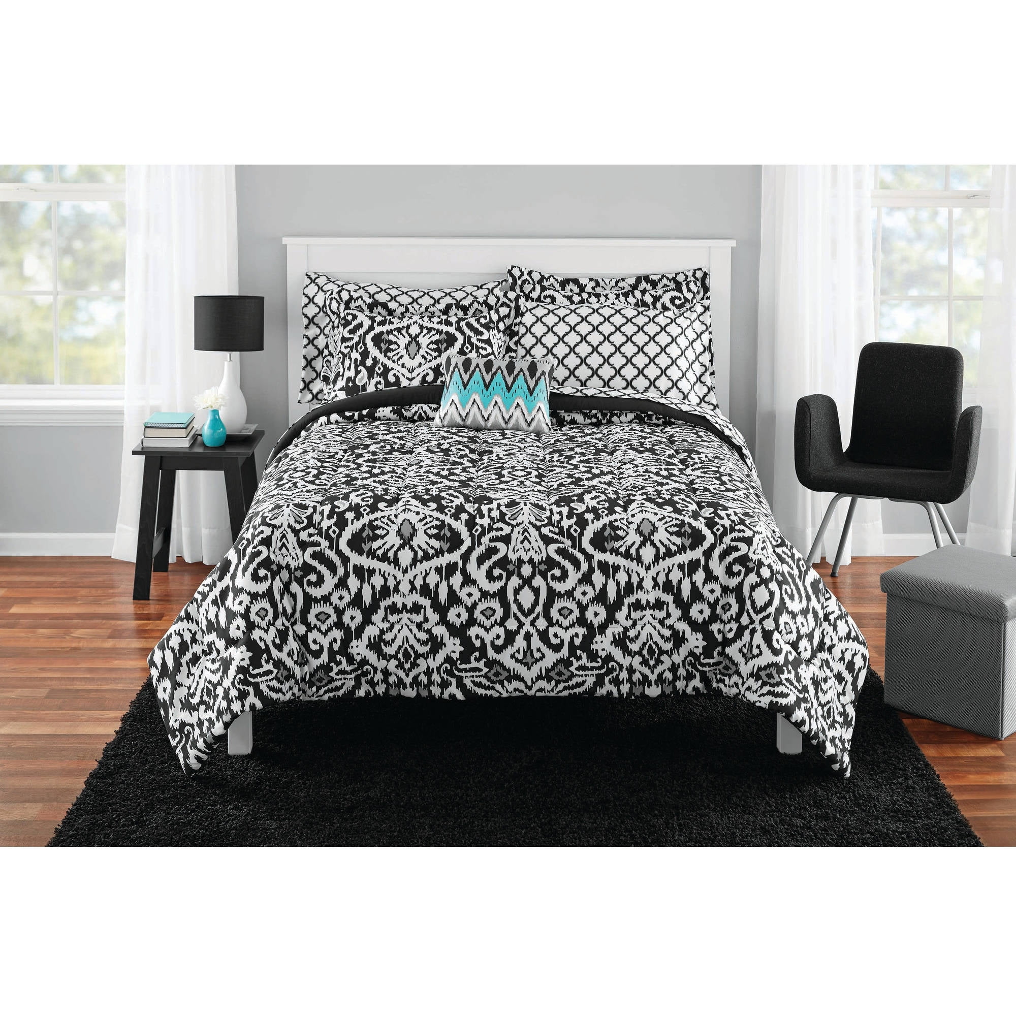 Mainstays Damask Bed in a Bag Bedding - Walmart.com