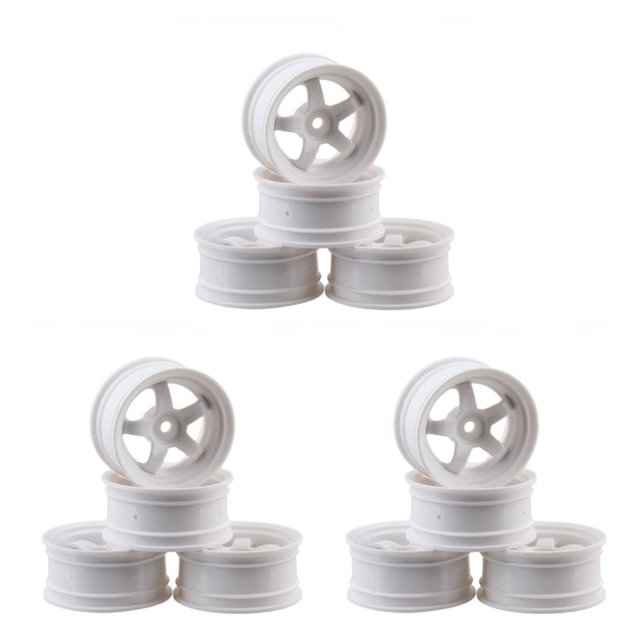 Shengyu 4 Pieces52mm Elastic *RC Car Tires Wheel Rims Hub Running Racing Drifting Tyres On-road Crawer Assembly Accessories Five Star/White 3Set