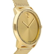 Movado Bold Gold-Tone Stainless Steel Gold Dial Mesh Band Quartz Mens Watch 3600373
