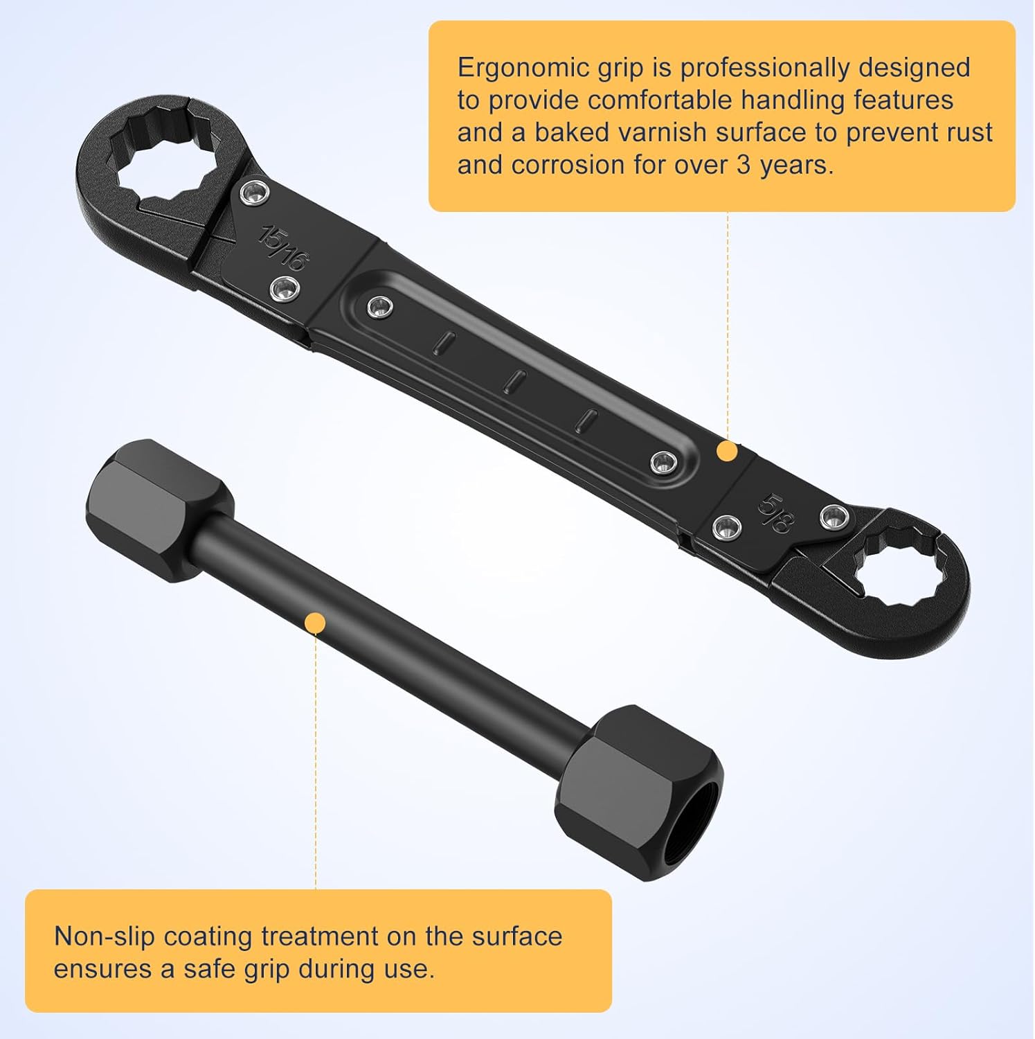 Plumbing Tools Angle Stop Wrench Kit Angle-On Adjustable Wrench for Professional Plumbers Black