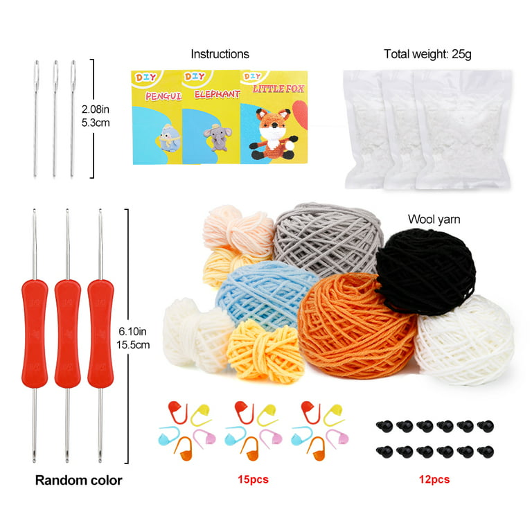 Beginners Crochet Kit, 3 Pack Cute Small Animals Kit for Beginers