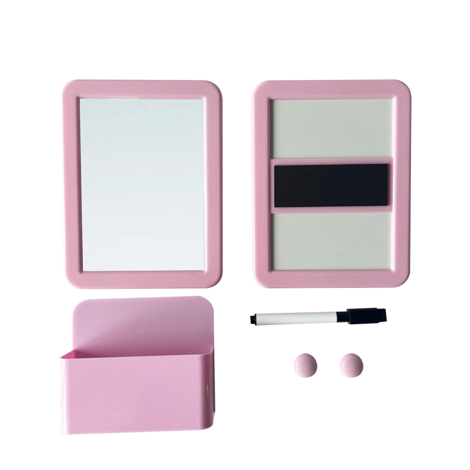 COM1950s Pink Magnetic Locker Whiteboard Set, Mirror and Marker Holder Combo, Dry Erase Board Locker Accessories for School, Home, Office Organizer