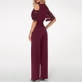 thumbnail image 5 of SELONE Plus Size Jumpsuits for Women Casual Short Wide Leg Pants Ladies Travel Comfortable Vacation Flowy Rompers Womens Jumpers and Rompers Casual Fashion Solid Color Mesh Short Sleeve Wine L, 5 of 7
