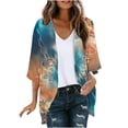 thumbnail image 3 of UVEASISHA Women's Tie Dye Open Front Cardigans 3/4 Sleeve Kimono Cardigan Lightweight Sun Protection Summer Everyday Wear Outerwear Multicolor S, 3 of 6