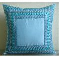 thumbnail image 3 of The HomeCentric Blue Pillow Covers Pack of 2 18x18 inch (45x45 cm) Farmhouse Designer Aqua Blue Pillows Cover 3D Sequins Bordered Pillows Cover Square Silk Pillows Cover Bordered - Blue Celebrations, 3 of 4