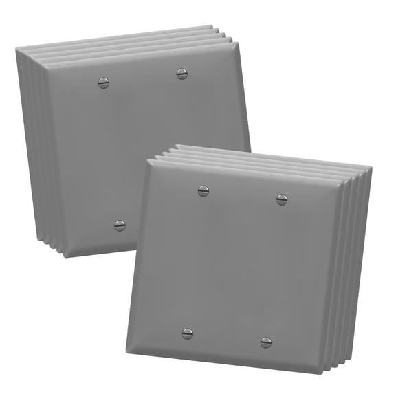 ENERLITES Blank Cover Wall Plate, Gloss Finish, Standard Size 2-Gang 4.50" x 4.57", Polycarbonate Thermoplastic, 8802-GR-10PCS, Gray (10 Pack)