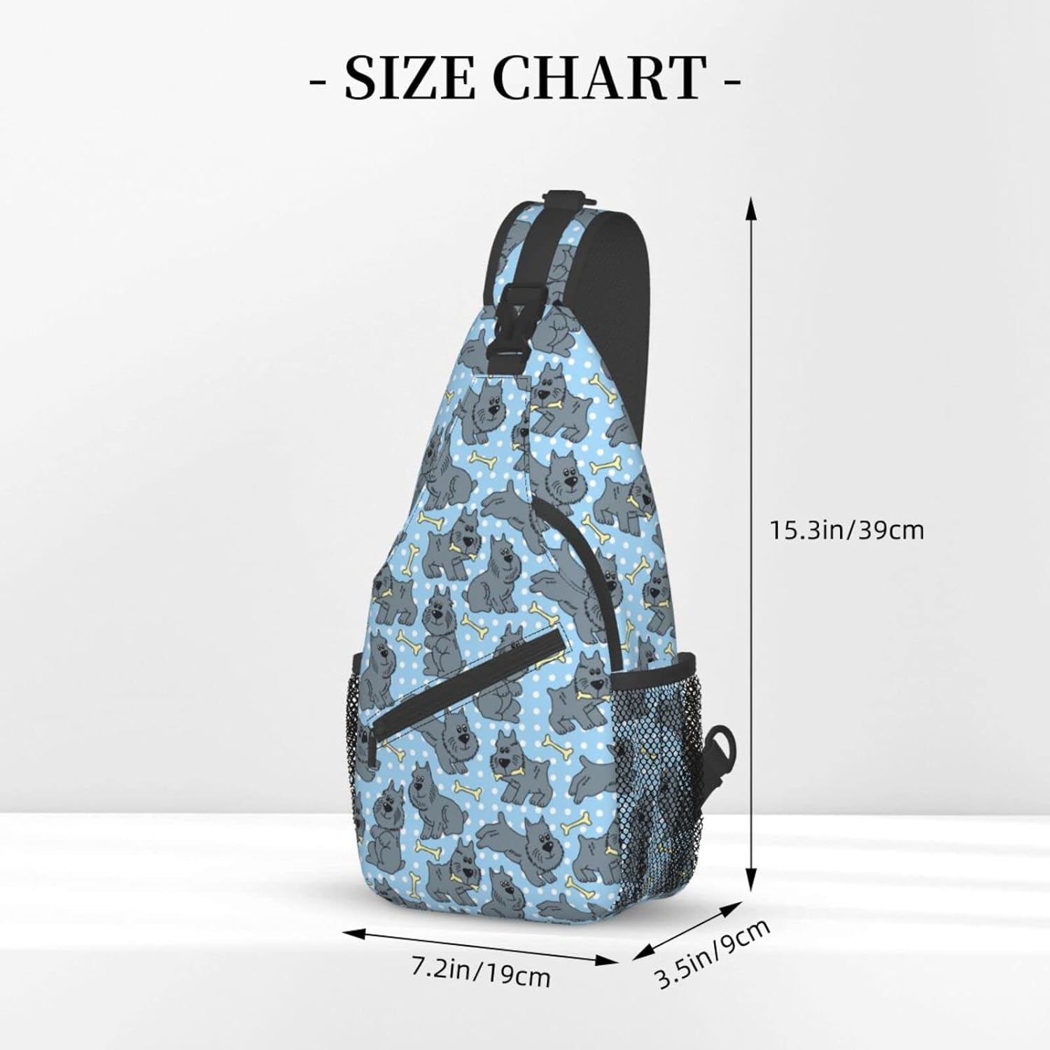 Cute Dog Of Schnauzer Animal Pattern Sling Bag Crossbody Hiking Travel Chest Bags Backpack Shoulder Daypack for Women Men
