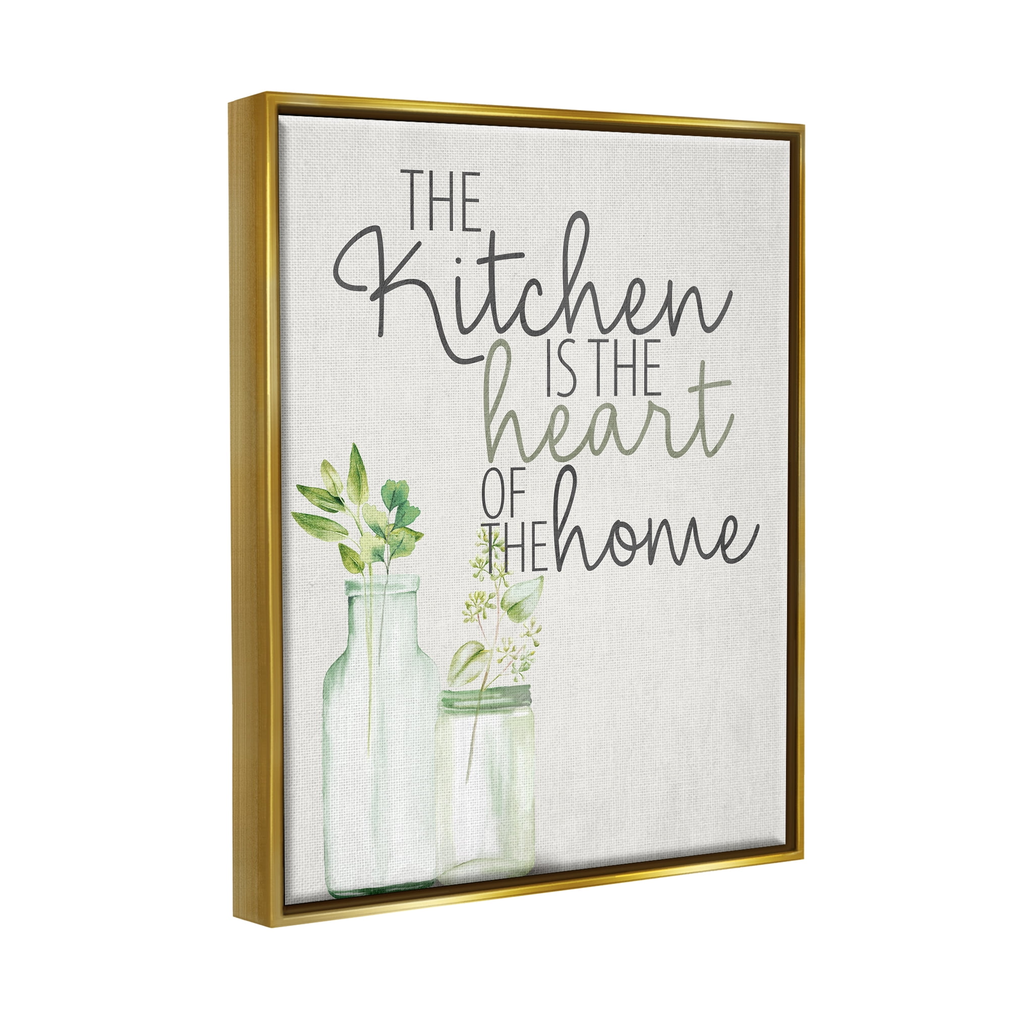 Stupell Industries Kitchen Heart Phrase Food & Beverage Painting Gold Floater Framed Art Print Wall Art, 17 x 21