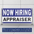 thumbnail image 3 of Now Hiring Appraiser 13 oz Heavy Duty Vinyl Banner Appraiser Jobs Available Appraiser Help Wanted Sign for Business Indoor/Outdoor Single-Sided with Metal Grommets (1.5x5 ft, Wh & Bl & Bk), 3 of 6