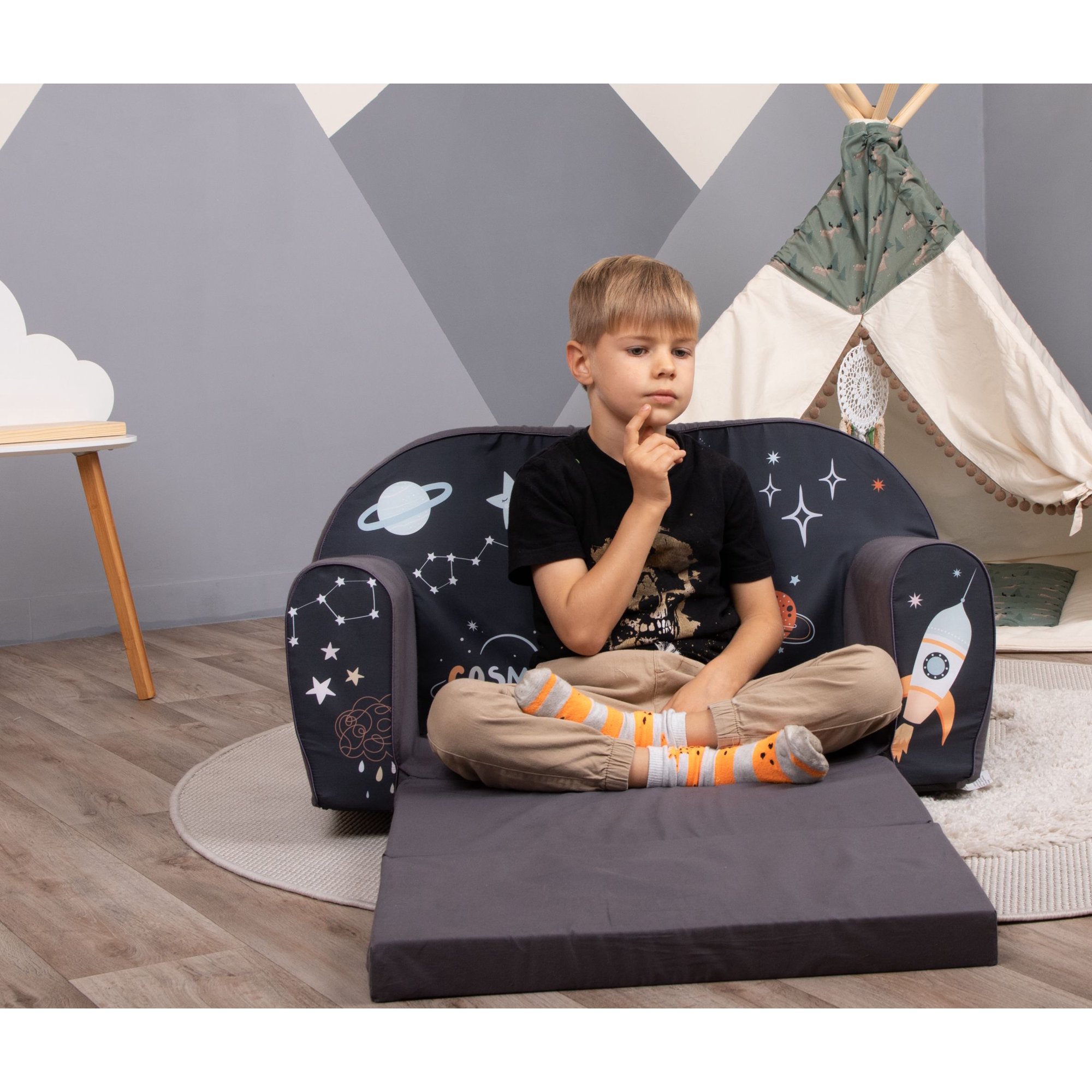 Housse De Canapé Enfant 2 En 1 Pliable - Doudou Peluche Convertible Canapé/chaise Longue, Lavable