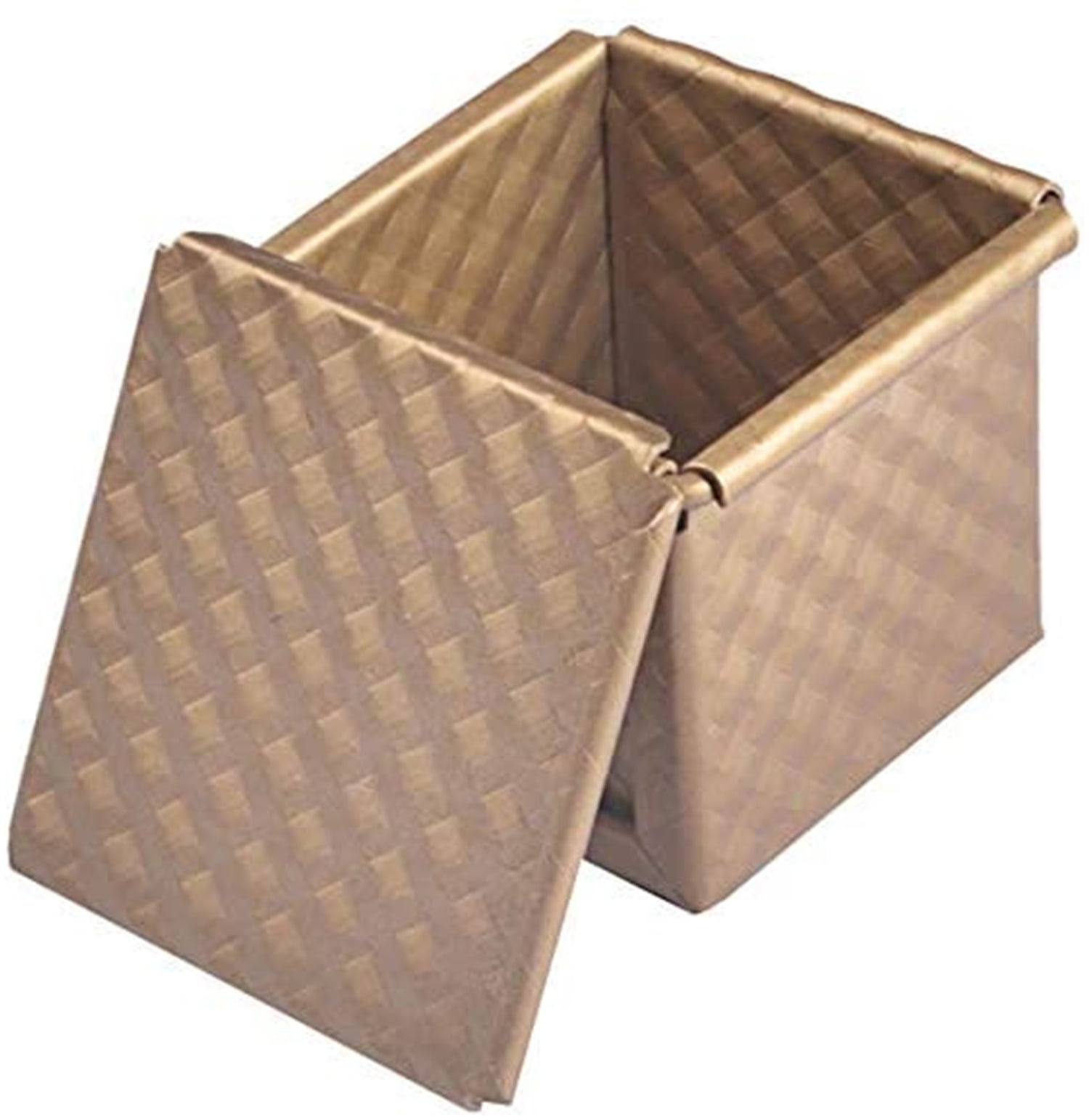 Kepooman Non-Stick Square Loaf Pan Bakeware Toast Box with Lid, Gold Kepooman Non-Stick Square Loaf Pan Bakeware Toast Box with Lid, Gold