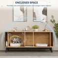 thumbnail image 6 of 59" Hidden Cat Litter Box Enclosure Furniture, Double-Room Litter Box Cabinet with Sliding Door - Dog-Proof - Odor Control - Storage Bench Hideaway - Indoor Cat House, Color: Natural Oak, 6 of 8